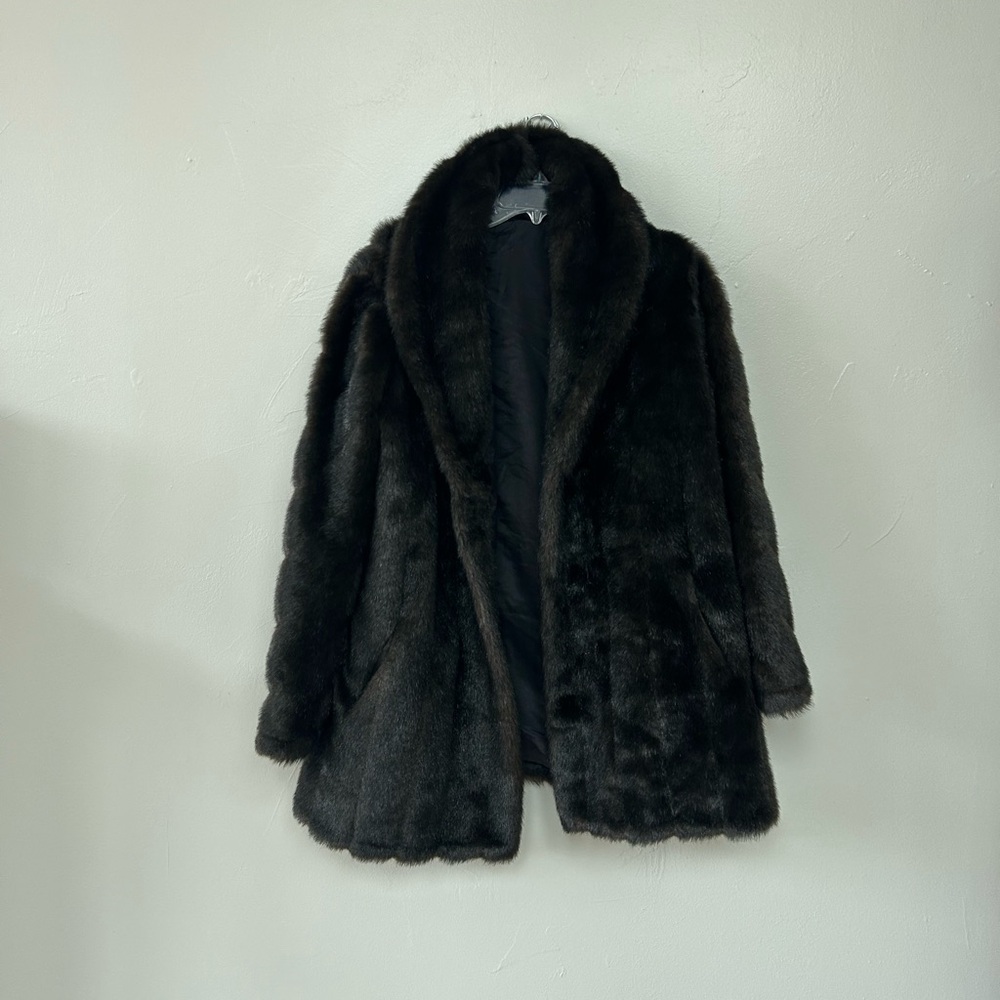 Elegant Black Faux Fur Coat
